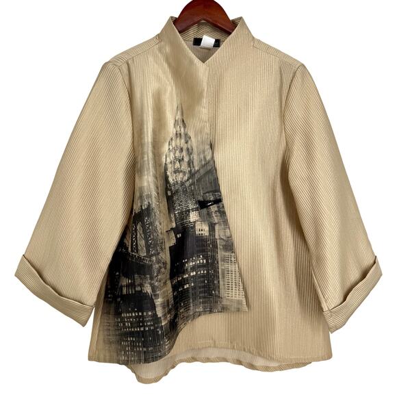 Moonlight Y & S Fashion Design Large Gold New York Abstract Jacket Wearable Art